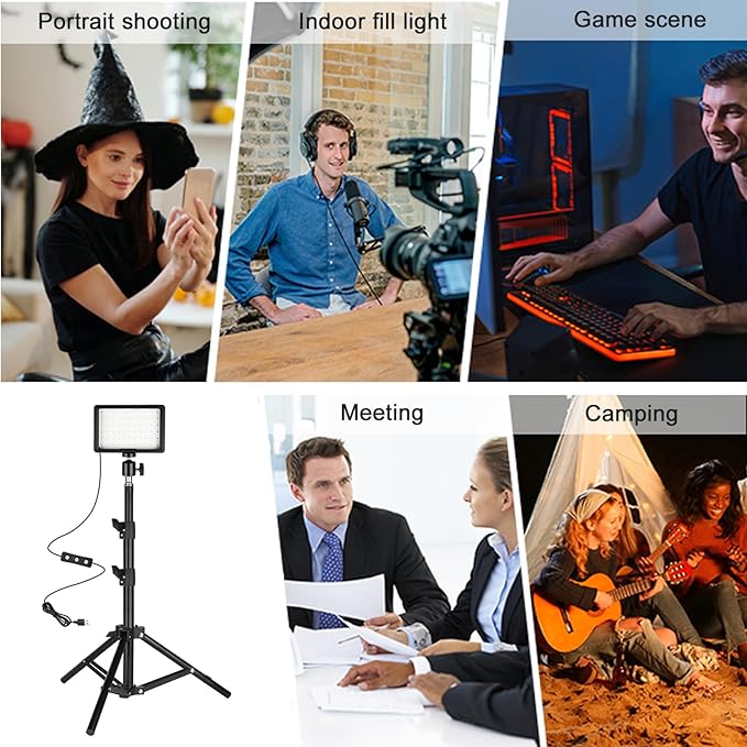 Photo Video Light 2-Pack, Dimmable 5600K USB LED Continuous Lighting Kit | Photography Camera Light with Tripods and Color Filters for Photo Studios, YouTube, TikTok, Video Recording, Game Streaming - Image 3