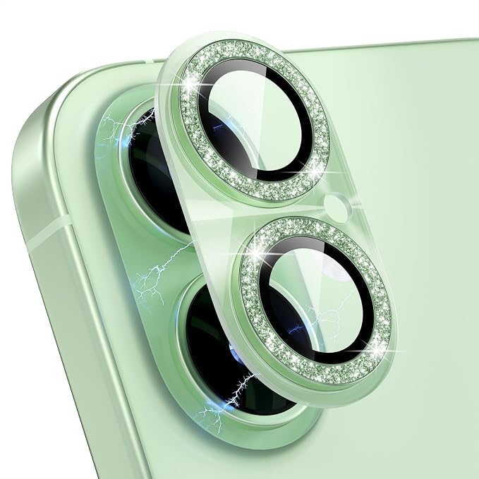 Choiche for iPhone 17 Camera Lens Protector, Light-Sage | Bling Metal Camera Cover with 9H Tempered Glass Lens Screen Protector Accessories, Strong Adsorption, Case-Friendly by Choiche