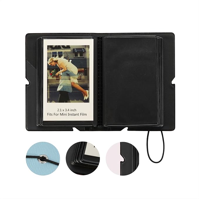 2x3 Instax Mini Photo Album, 28 Pockets. Sky Blue, 1PK | Portable Wallet Size Album Stores 2x3 inch Instant Photos. Fits Polaroid, Instax Mini, Kodak Mini Prints and Zink. - Image 4