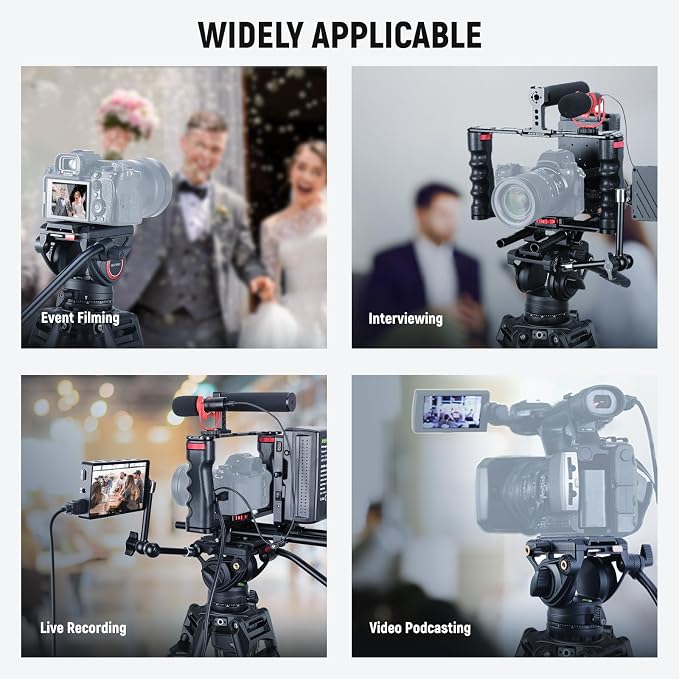 NEEWER 76" Video Camera Tripod with Fluid Head, One Step Quick Release Portable Tripod, Aluminum Heavy Duty Tripod Stand, Dual Mode QR Plate for DSLR Cameras Camcorders, Max Load 17.6lb, LL27 - Image 8