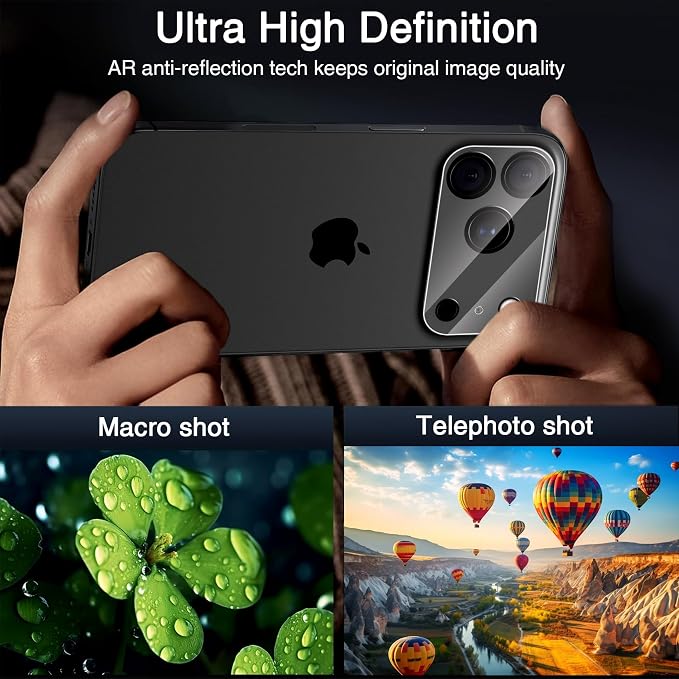 Wiaocit Tempered Glass Camera Lens Protector for iPhone 17 Pro Max | 3 Pack, 9H Hardness, Ultra HD, Anti-Scratch, Case Friendly - Image 4