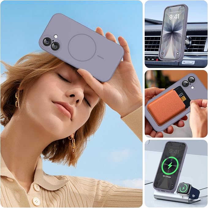 Miracase Silicone & Magnetic for iPhone 17 Case, Lavender Gray | Compatible with MagSafe, Silicone Camera Control Cover, Soft Microfiber Lining, Shockproof Drop Protection Phone Case for 17 - Image 6