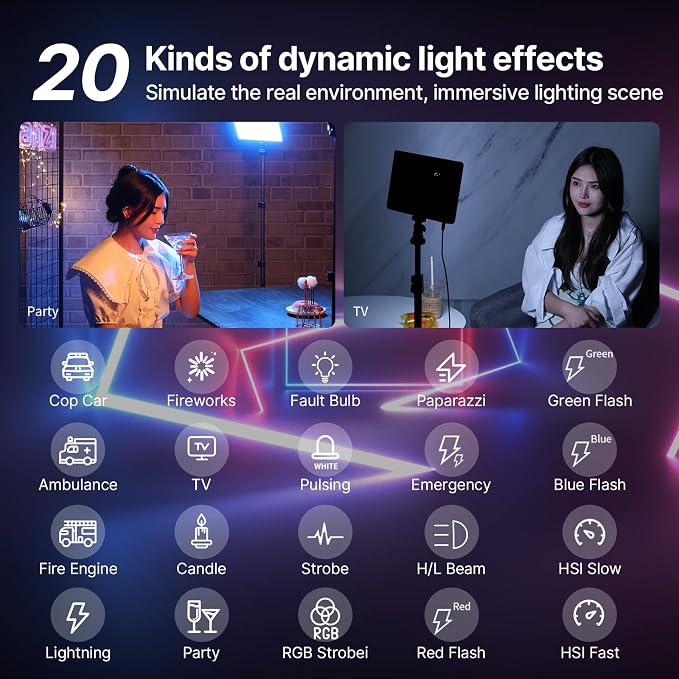 Ulanzi LT003 RGB LED Video Panel Light, 15W Big Panel 2500-9000K 8000mAh | Cri>95 360 Full Color, With Cct, Light Effects Bi- Color Modes, 120-Minute Battery Life For Content Creator Live Broadcast - Image 3