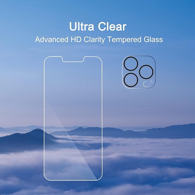 Ailun Screen Protector + Camera Lens Protector for iPhone 13 Pro, 2+2 Pack | 6.1 Inch, Tempered Glass Film, HD, Case Friendly - Image 4
