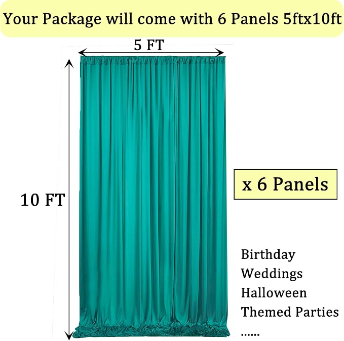 30 ft x 10 ft Wrinkle Free Turquoise Backdrop Curtains for Parties, Thick Polyester Teal Photo Backdrop Drape Panel for Wedding Mermaid Birthday Photography Background Party Backdrop Stand - Image 3