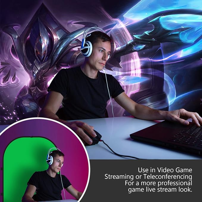NEEWER Chromakey Backdrops, Double Sided Green Screen and Blue Screen, 2 in 1 Collapsible and Reversible Background for Photography, Gaming and Live Streaming, 5'×6.6'/1.5m×2m (Green/Blue) - Image 5