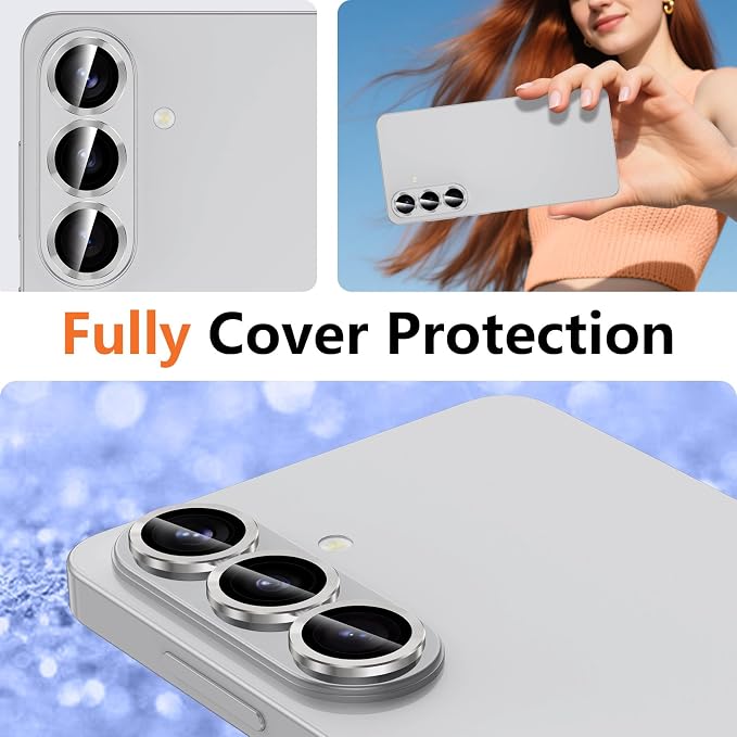 for Samsung Galaxy S26 Plus Camera Lens Protector, Individual Metal Ring Tempered Glass Lens Cover, [Strong Adsorption] Scratch Resistant Ultra-Thin HD Clear Lens Cover, 1 Set-Gray - Image 8