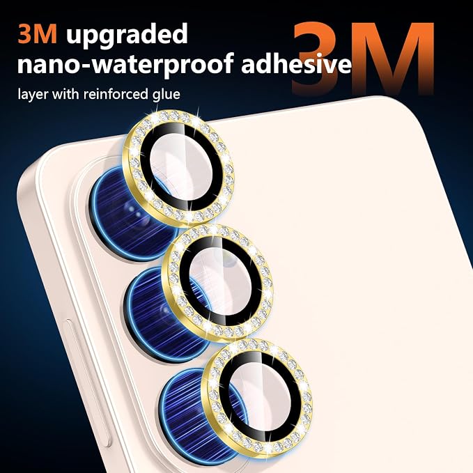 for Samsung Galaxy S26 Plus Camera Lens Protector, Individual Metal Ring Tempered Glass Lens Cover, [Strong Adsorption] Scratch Resistant Ultra-Thin HD Clear Lens Cover, 1 Set-Gold Diamond - Image 4