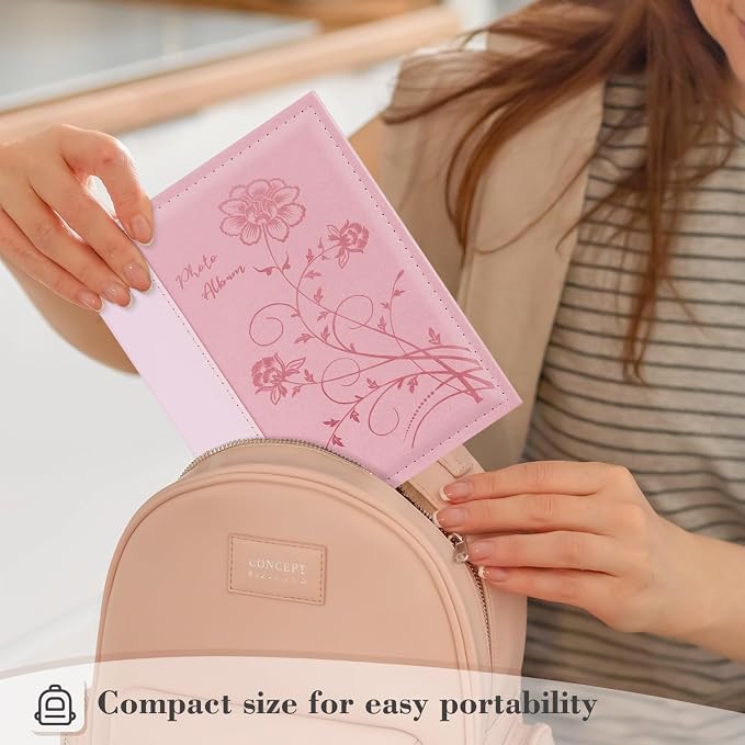 Artmag Photo Album 5x7 2 Packs Clear Pages Pockets Leather Cover Slip Slide in Photo Album Book Each Holds 50 Vertical 5x7 Photos Picture Book for Wedding Family (Pink) - Image 6