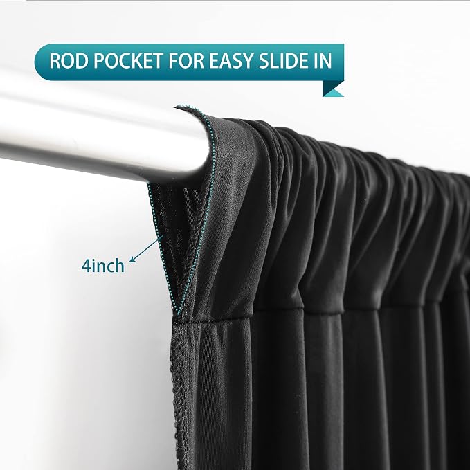 Black Backdrop Curtain 2 Panels-Wrinkle-Free Black Curtains Polyester Photography Drapes for Wedding Birthday Party Photo Background Backdrop Stand- 8 X10FT - Image 3