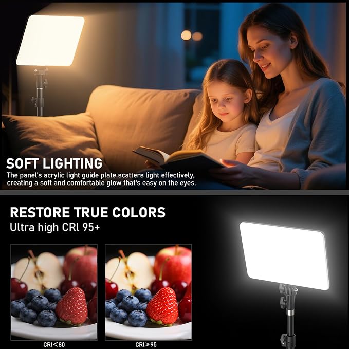 30W Upgraded Photography Lighting Kit, Anautin 2-Pack LED Video Lighting for Video Recording, 3700Lux Studio Lights with Tripod Stand for Photography, Streaming, Gaming, Podcast, Filming, Vlogging - Image 2