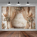 6X4ft Boho Floral Wedding Backdrop Vintage Flowers Brick Wall Background Photography Backdrops for Parties Wedding, Girls Birthday Princess Weeding Bridal Shower Floral Anniversary Ceremony Decor by JAWO