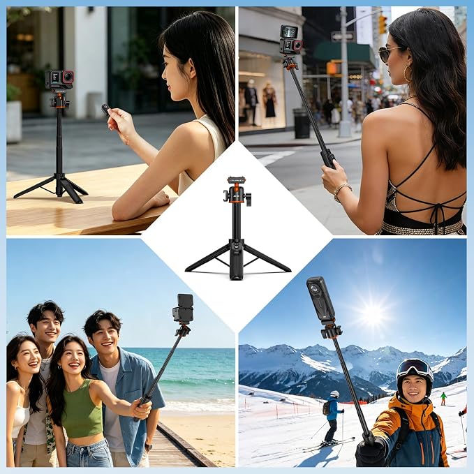 BRDRC Tripod for Insta360 X5 ACE Pro 2, 21” Selfie Stick Quick Release Extension Rod Mini Table Desk Portable Handle Grip Stand with Remote Controller for Insta 360 X5 X4 Air, ACE Pro 2 Accessories - Image 8