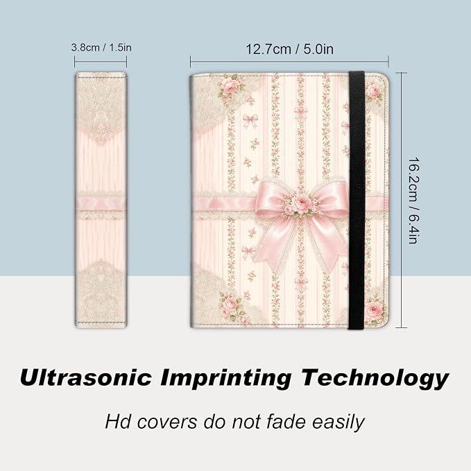Small Photo Album 4x6, 60 Pockets Holds 120 Photos, Slip-in Pocket Photo Storage Book with Black Elastic Band for Family Wedding Baby Travel Pictures, Pink Lace Bow Rose - Image 2