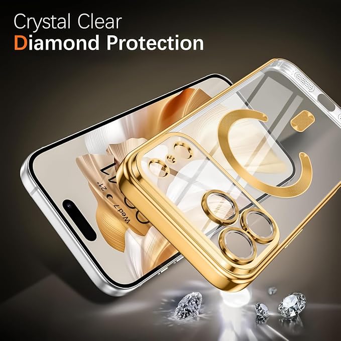 Magnetic Glossy Case for iPhone 17 Pro,iPhone 17Pro Phone Case Slim Clear Luxury with Screen Protector & Camera Protector [Compatible with MagSafe], Shockproof Cover for iPhone Pro 17-Blue - Image 2