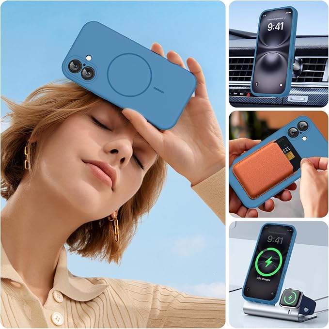 Miracase Silicone & Magnetic for iPhone 16 Case, Capri Blue | Compatible with MagSafe, Anti-Scratch Microfiber Lining, Liquid Silicone Case Shockproof Drop Protection Phone Case for 16 - Image 6