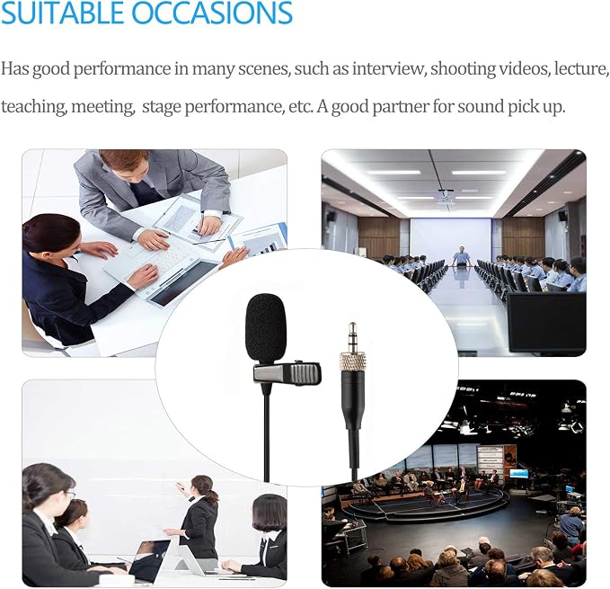Lavalier Microphone Lapel Microphone Compatible with Sennheiser Wireless Transmitter - Unidirectional Condenser Mic – 3.5mm Screw Lock Plug - Image 6
