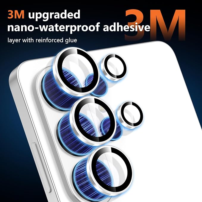 for Samsung Galaxy S26 Ultra Camera Lens Protector, Individual Metal Ring Tempered Glass Lens Cover, [Strong Adsorption] Scratch Resistant Ultra-Thin HD Clear Lens Cover, Titanium Silver Ring - Image 4