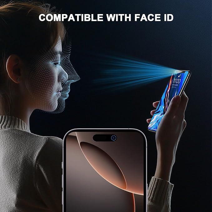 2 Pack Privacy Screen Protector for iPhone 16 Pro 6.3 Inch | Tempered Glass, Full Screen, Anti-Spy, Bubble Free, Case Friendly - Image 3