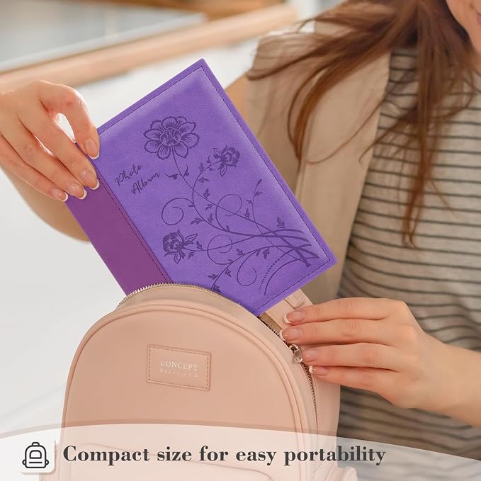 Artmag Photo Album 5x7 2 Packs Clear Pages Pockets Leather Cover Slip Slide in Photo Album Book Each Holds 50 Vertical 5x7 Photos Picture Book for Wedding Family (Purple) - Image 6