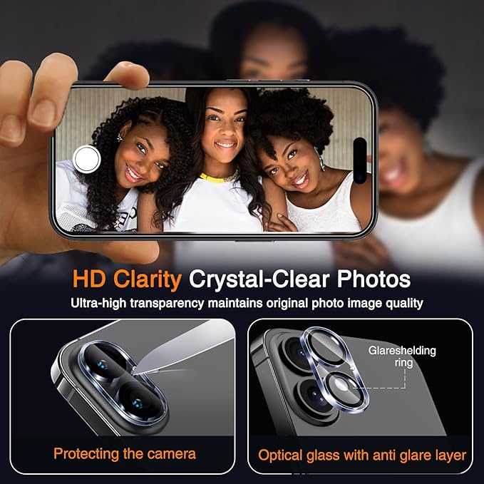 Wiaocit Tempered Glass Screen Protector for iPhone 16 | 3+3 Pack, 9H Hardness, Camera Lens Protector, Installation Frame, Bubble Free, Case Friendly - Image 6