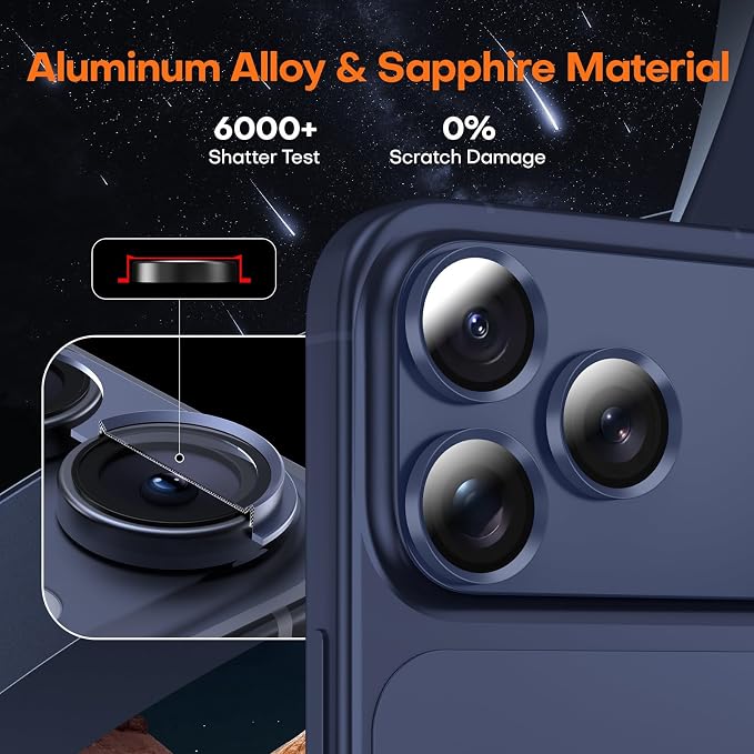 for iPhone 17 Pro Max Camera Lens Protector- Deep Blue | Aluminum Alloy, Tempered Glass Camera Cover, Nano Reinforced Adhesive, Accessories, Anti-Drop, Anti-Scratch, Case Friendly - Image 6