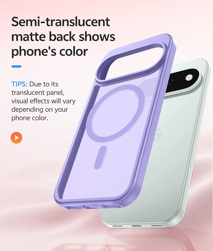 FNTCASE for Google Pixel 11 Pro XL Case, Fit for Magsafe, Screen Protector | Translucent Matte Magnetic Back, 14FT Military Grade Drop Protection, Shockproof Protective Phone Cover, Light Purple - Image 5