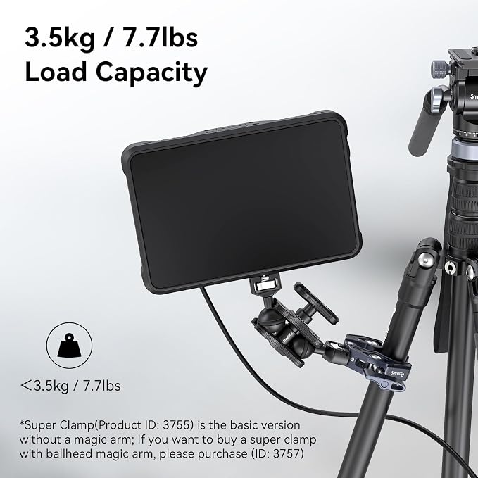 SMALLRIG Crab-Shaped Super Clamp, Camera Mount, 1/4"-20, 3/8"-16 Threaded Holes, 7.7lbs/3.5kg Payload, Compatible with Cameras, Monitors, LED Lights, etc. (Pack of 2) - Image 4