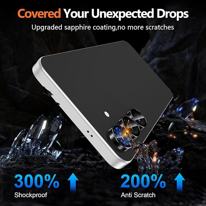 for Samsung Galaxy S25 FE Camera Lens Protector, Individual Metal Ring Tempered Glass Lens Cover, [Strong Adsorption] Scratch Resistant Ultra-Thin HD Clear Lens Cover, 1 Set-Black Ring - Image 5