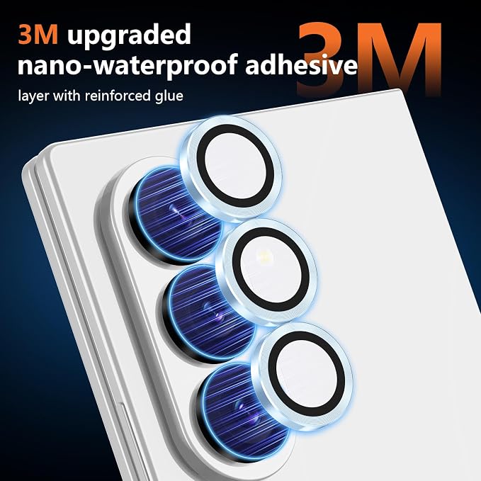 for Samsung Galaxy Z Fold 8 Ultra Camera Lens Protector, Individual Metal Ring Tempered Glass Lens Cover, [Strong Adsorption] Scratch Resistant Ultra-Thin HD Clear Lens Cover, 1 Set-Blue - Image 4