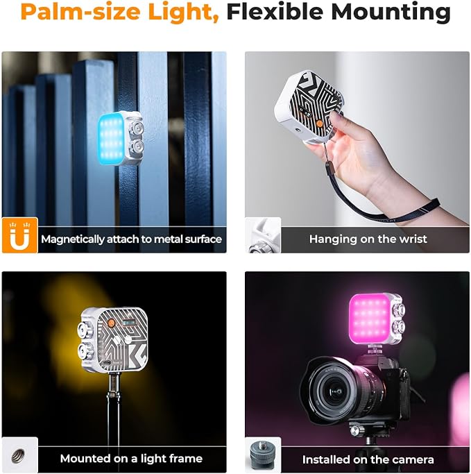 K&F CONCEPT Bi-Color LED Video Light, 2000mAh, 2500K-9900K, CRI 96+, Black | Rechargeable Portable Camera Lights, 15 Light Effects Photography Lighting for Vlogging/Selfie/Content Creator L01 - Image 6