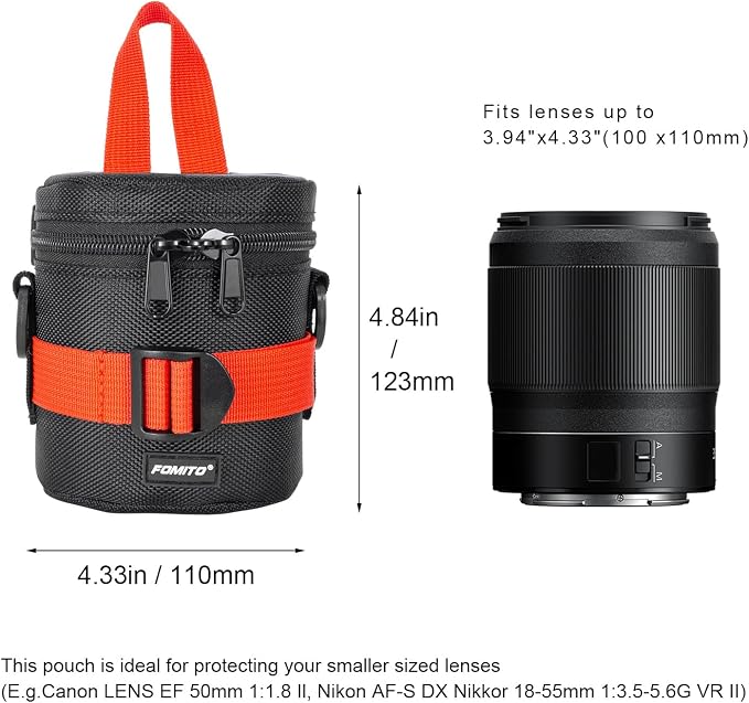 FOMITO Water-Resistant Camera Lens Pouch Bag - Shockproof Protective Case 3.94"x4.33" - Image 2