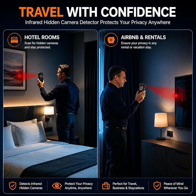 tesha Selfie Light Case for iPhone 17 Pro Max, MagSafe, Camera Detector | 2-Level LED Brightness, IR Hidden Camera Scanner, Drop Protection, Rechargeable Light Up Cover, No APP Needed for Video Vlog - Image 3