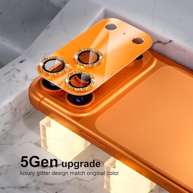 Choiche for iPhone 17 Pro Camera Lens Protector, Light-Orange | Bling Metal Camera Cover with 9H Tempered Glass Lens Screen Protector Accessories, Strong Adsorption, Case-Friendly, 6.3-inch - Image 7