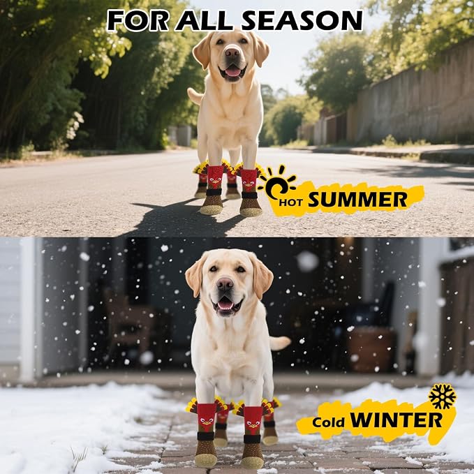 EXPAWLORER Thanksgiving Anti Slip Dog Socks to Prevent Licking Paws,Boots & Paw Protectors with Grippers,Doggie Booties for Hardwood Floors for Small Medium Large Senior Dogs Lifelike Costume Turkey S - Image 9