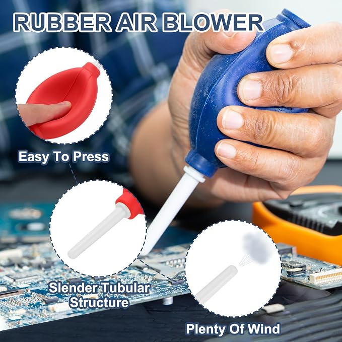 PATIKIL Soft Tip Air Blower Dust Blaster, 3 Pcs Rubber Bulb Air Pump Dust Blower Cleaner Cameras Lens Cleaning Tool with Long Nozzle for Camera Lens Computer Keyboard, Red/White - Image 3