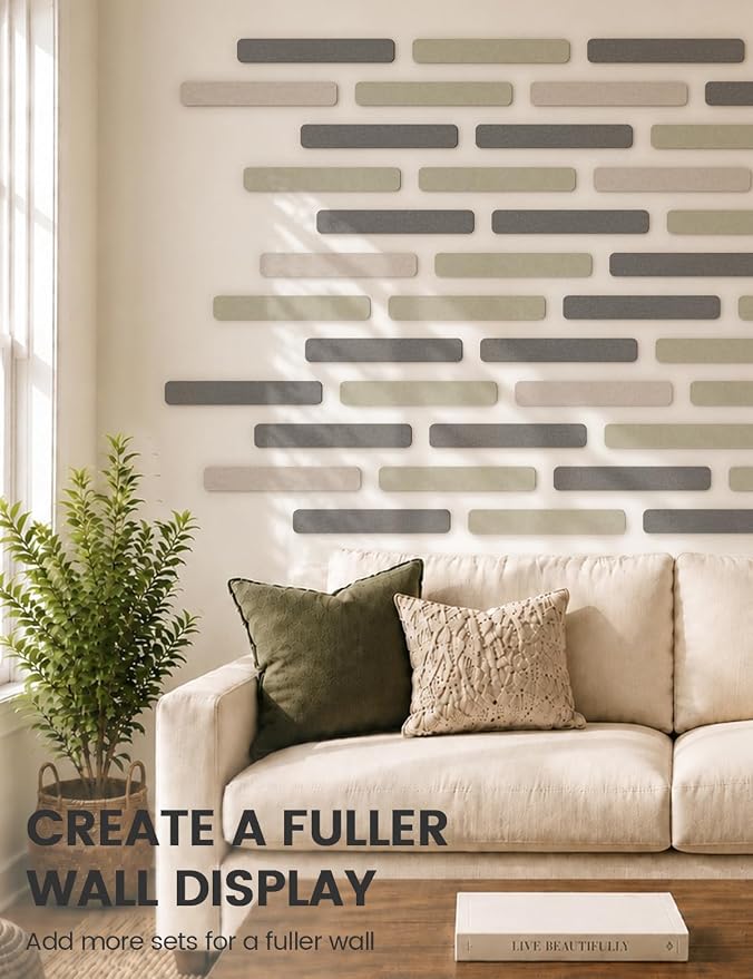 Fluxynara 13" x 2" Felt Wall Panels, Charcoal Gray | 5-Pack Includes 35 Push Pins and Adhesive Tabs for Photos, Notes and Decor in Bedroom Doors, Home Office or Studios - Image 7