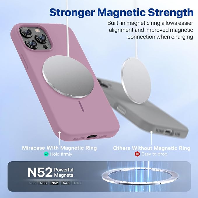 Miracase Magnetic for iPhone 13 Pro Case, Silicone, Soft Microfiber Lining - Image 5