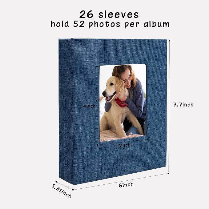 Small Photo Album 5x7 Linen Picture Book, Each Mini 26-Page Album Holds 52 Photos, Art Presentation Folder for Postcards & Picture Storage - Image 5