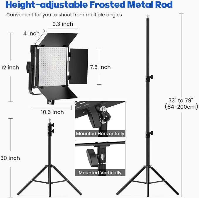 Photography Video Lighting Kit, Upgraded Bi-Color LED Video Studio Lights with Dimmable 2500k~8500k and 79" Light Stand for Camera Photo Recording Filming Stage Shooting Streaming YouTube TikTok - Image 6