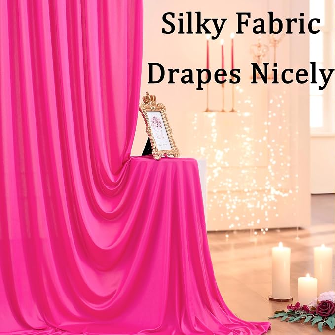 20ftx10ft Wrinkle Free Fuchsia Backdrop Curtains for Parties, Thick Polyester Hot Pink Photo Backdrop Drapes 4 Panels 5x10ft for Weddings Birthday Photography Background Curtains - Image 2