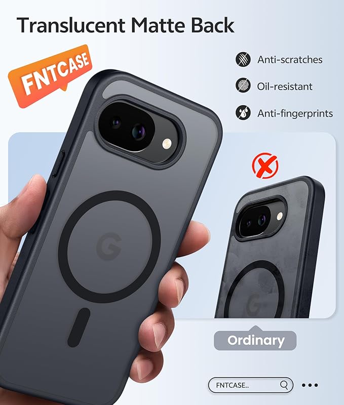 FNTCASE for Google Pixel 10a Case, Fit for Magsafe, with Screen Protector | Translucent Matte Magnetic Back, 14FT Military Grade Drop Protection, Slim Shockproof Protective Phone Cover, Black - Image 6