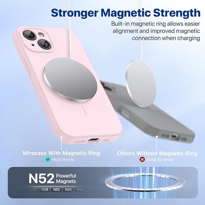 Miracase Silicone & Magnetic for iPhone 15 Case, Sand Pink | Compatible with MagSafe, Soft Microfiber Lining, Premium Silicone Cover Shockproof Drop Protection Phone Case for 15 - Image 5