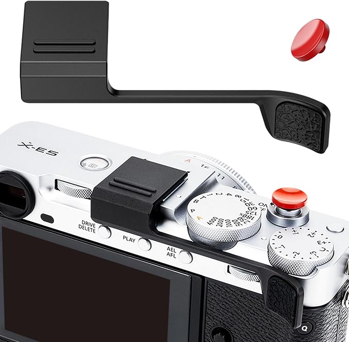 X-E5 Thumb Grip w Shutter Button & Full-Coverage for Fujifilm XE5 - Black | Aluminum Alloy X-E5 XE5 Camera Thumb Grip with Hot Shoe Cover Protector Thumb Rest Support Holder Not Affect The Use of Dial by JJC