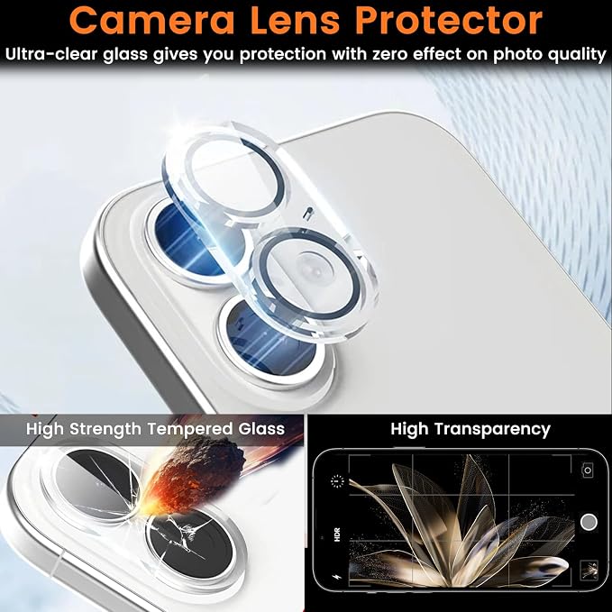 Lesakit 4+4 Pack Privacy Screen Protector for iPhone 16 6.1-Inch with 4 Pack Camera Lens Protector, Anti Spy Tempered Glass Film 9H Hardness Case Friendly - Image 5