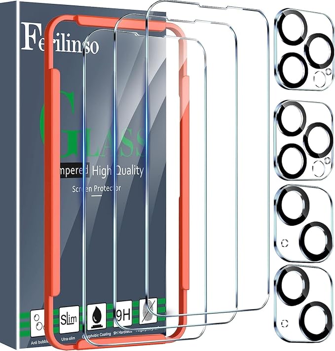 Ferilinso Screen Protector for 14 Plus iPhone 14 Pro Max, Tempered Glass | 3 Pack, 9H+ Military-Grade Shatterproof, HD Clear, Case Friendly, Easy Installation Bubble Free, with Camera Lens Protector - Image 8