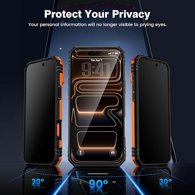 VEGO for iPhone 17 Pro Case with Slide Camera Cover and Kickstand Orange | Privacy Screen Protector & Ring Kickstand Military Grade Heavy Duty Protection Cover for iPhone 17 Pro - Orange - Image 3