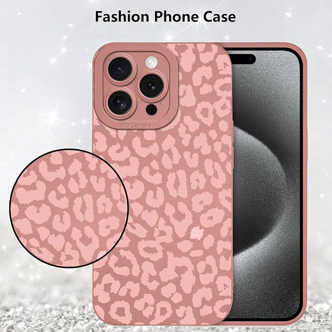 Cute Pink Cheetah Print Phone Case for iPhone 15 Pro Max 6.7" | Aesthetic Leopard Pattern Design Cover Full Camera Lens Protective Shockproof Soft Slim TPU Funda for Women Girls - Image 6