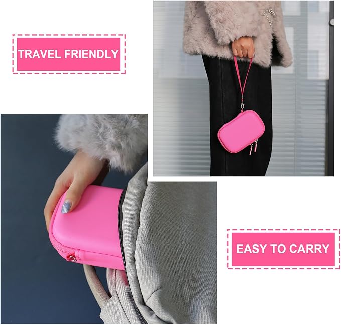 Hard Carrying Case for Kodak x Barbie Instant Smartphone Barbie Photo Printer, Zipper Mesh Pocket for USB Cable, Photo Paper, Pink - Image 3