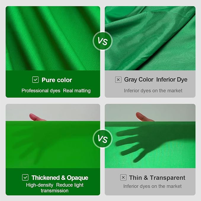BEIYANG 8 Ft x 10 Ft Photography Backdrop Green Screen, Green Background Fabric Wrinkle Resistance, Greenscreen Photo Background for Chromakey Photo Studio Video Shooting - Image 4